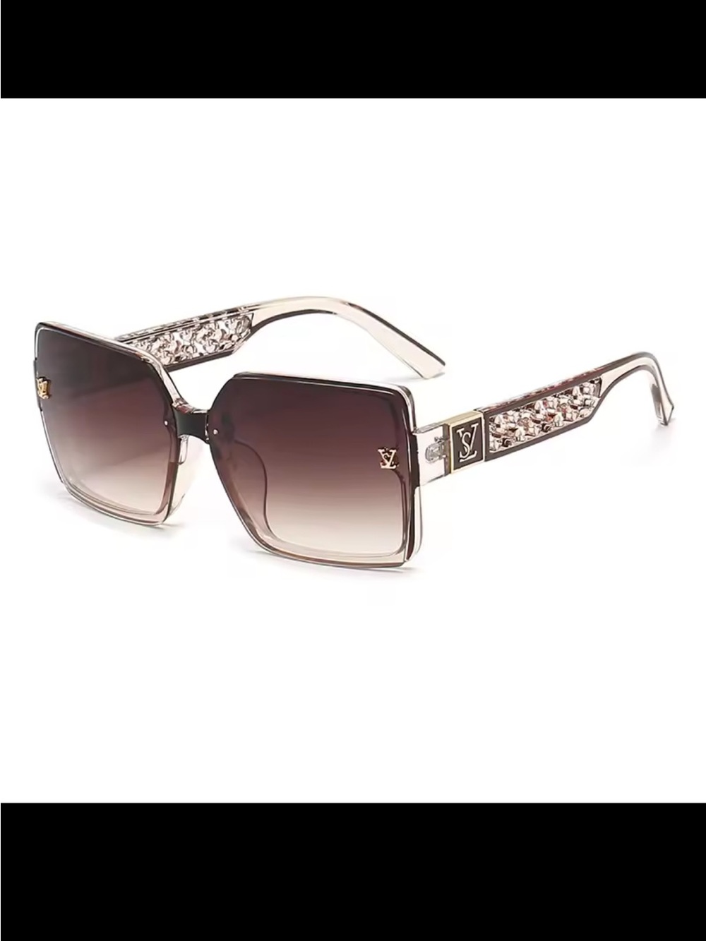 Women's Oversized Square Gradient Brown Sunglasses
